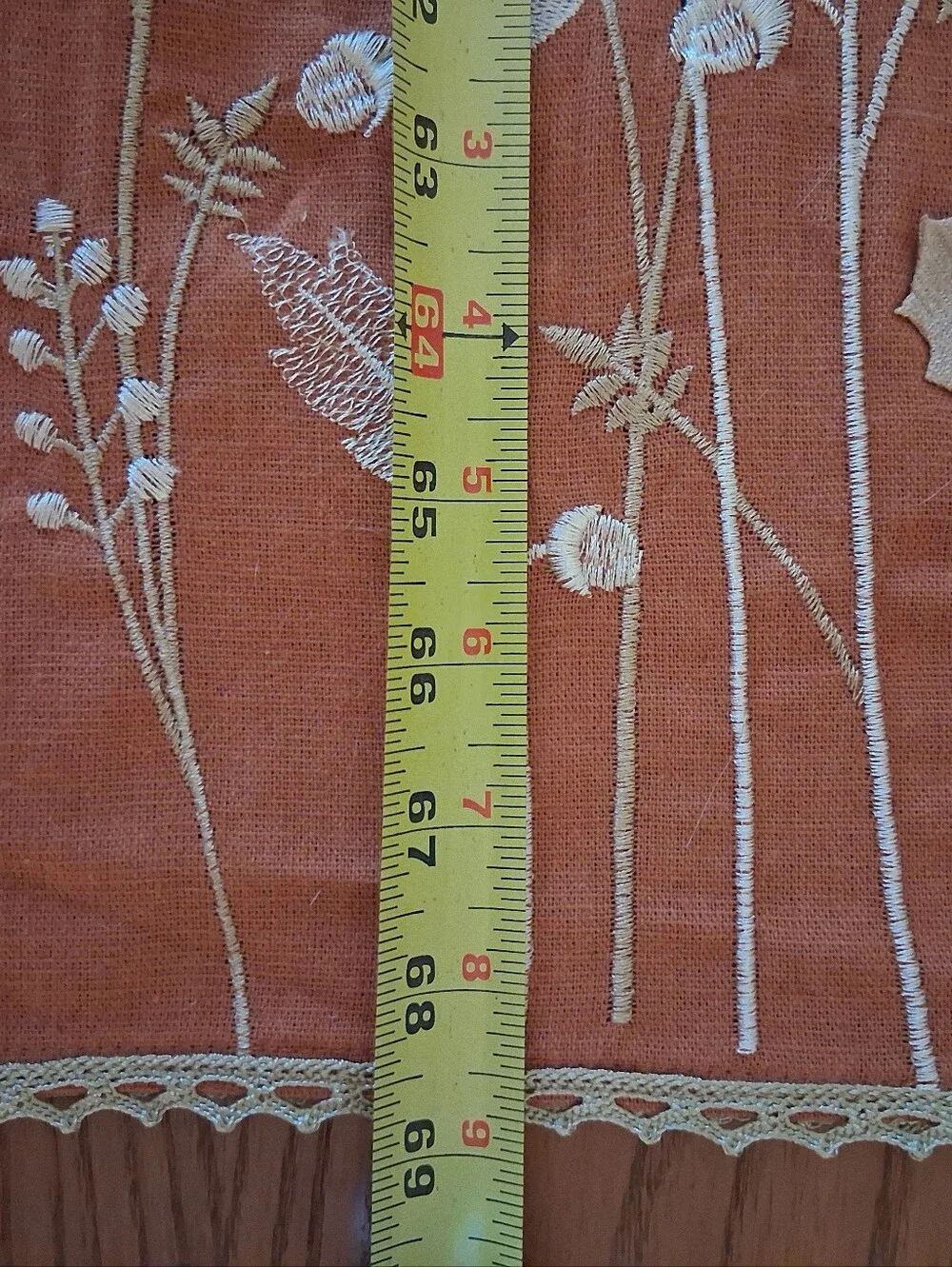 Fall Autumn Embroidered Table Runner Lattice Trim 68